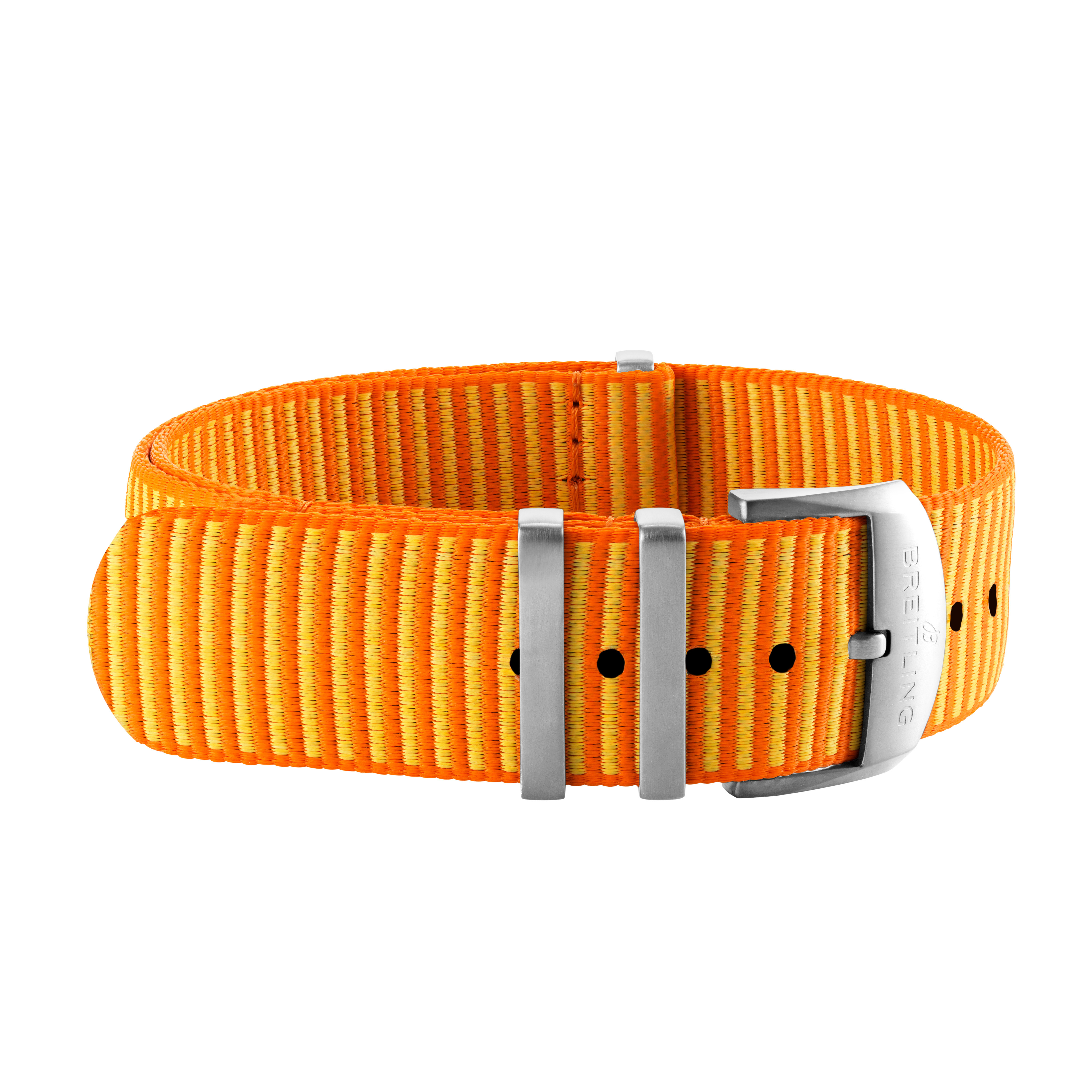 Orange Outerknown Econyl®-yarn single-piece strap (with stainless steel keepers) - 22 mm