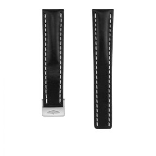 Black novo nappa calfskin leather strap - 20 mm