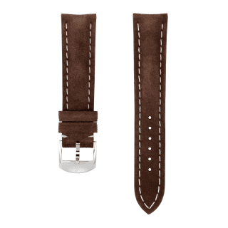 Brown nubuck calfskin leather strap - 20 mm