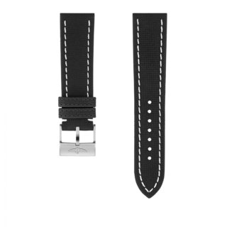 Anthracite military calfskin leather strap - 22 mm