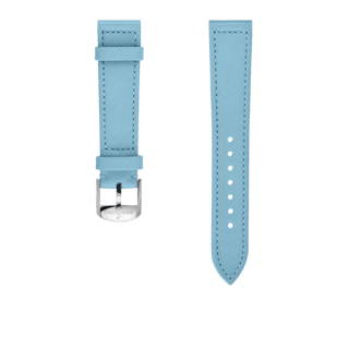 Aquamarine calfskin leather strap - 18 mm