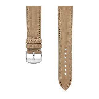 Beige military calfskin leather strap - 22 mm