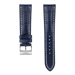 Blue alligator leather strap - 24 mm