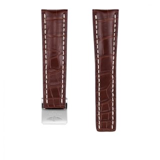 Brown alligator leather strap - 24 mm