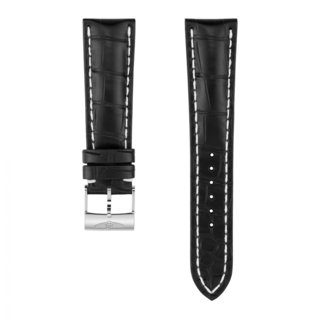 Black alligator leather strap - 24 mm